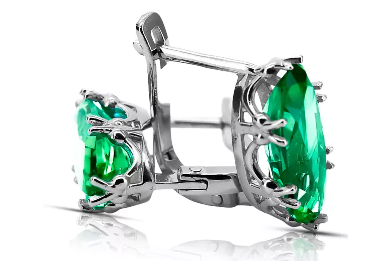Sterling silver 925 Emerald Earrings Vintage Jewlery vec021s